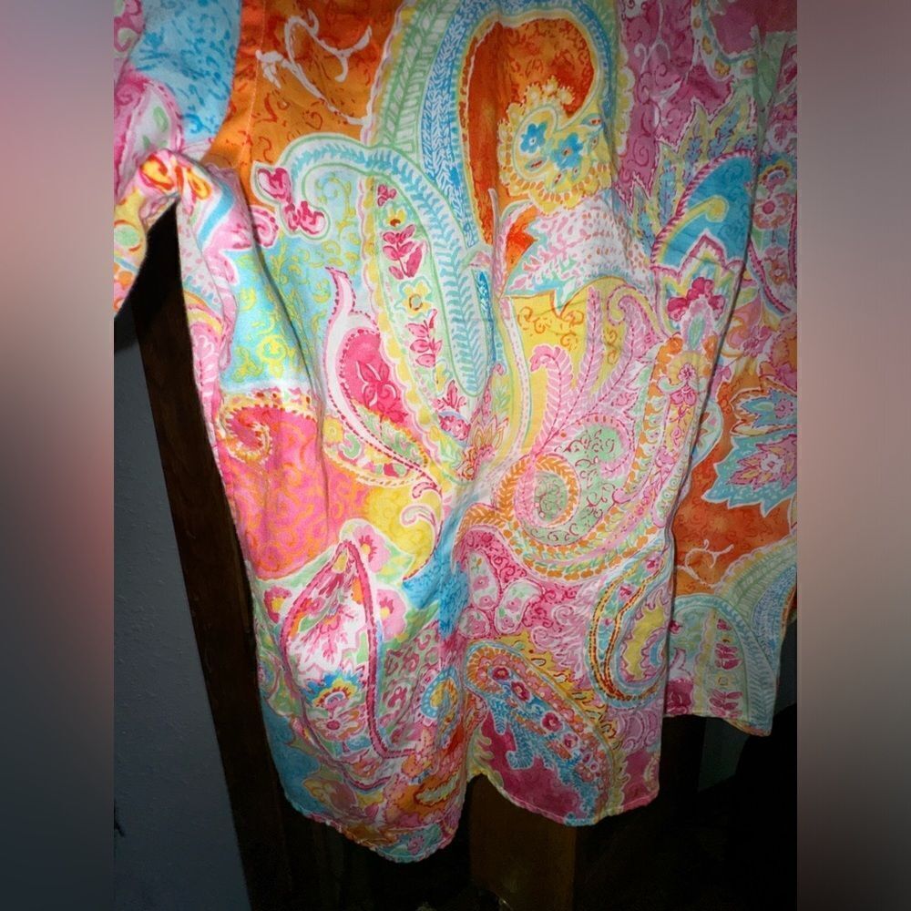 Chaps Paisley Print Multicolored Button Down Top Shirt Women's sz XL - Picture 4 of 12